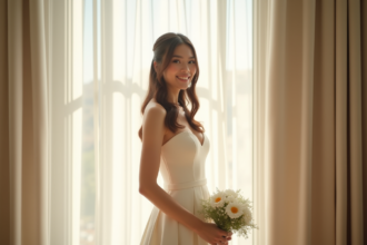 Robe courte blanche élégante pour un mariage civil intime