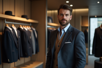 Veste pour homme alliant élégance et fonctionnalité dans un cadre moderne