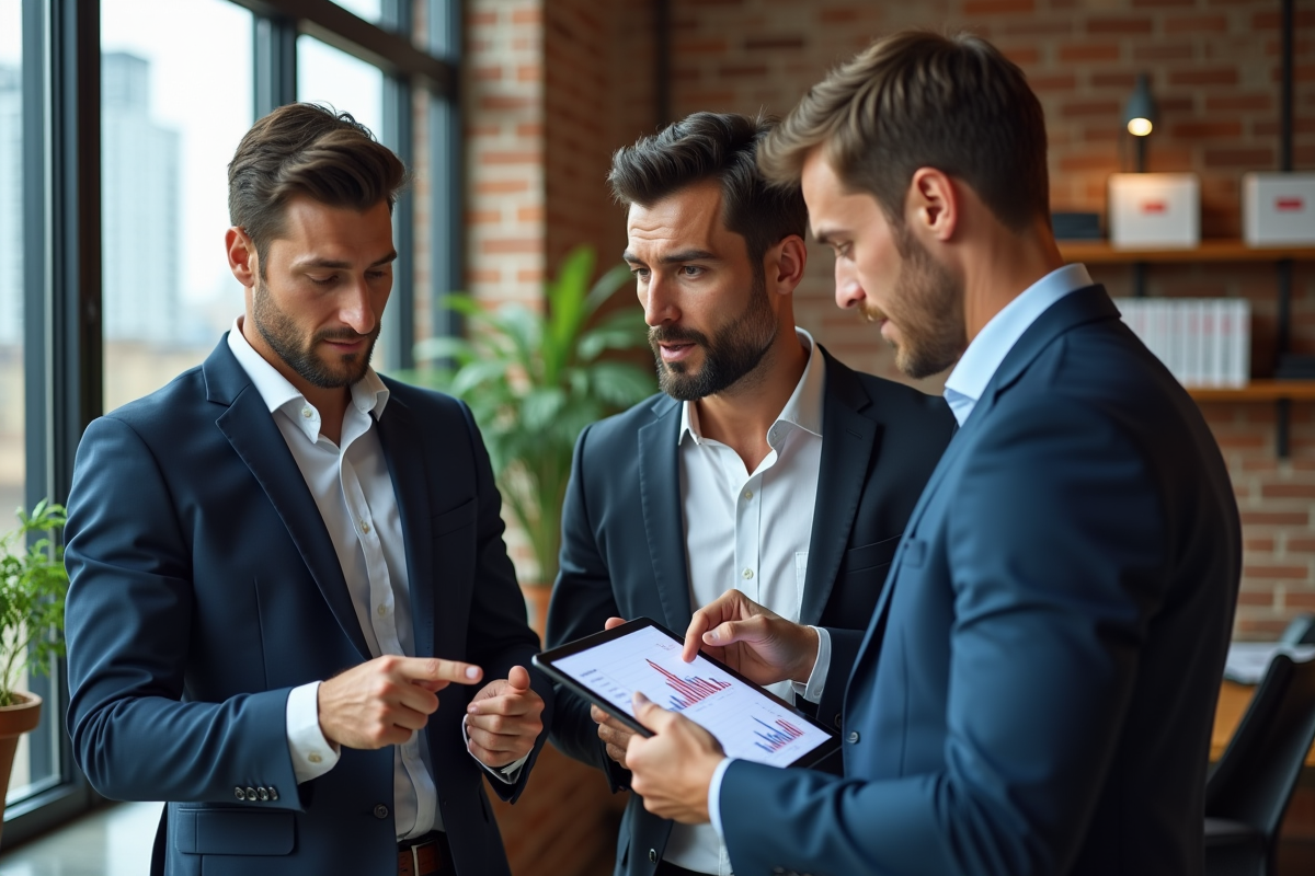 Groupe de professionnels discutant autour d