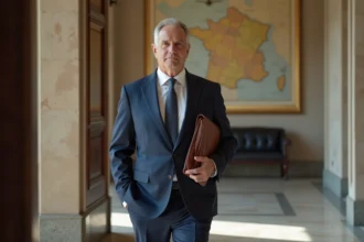 Homme d'affaires en costume dans le foyer du ministère de transport