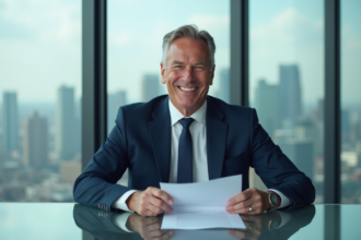 Homme d'affaires confiant dans son bureau moderne
