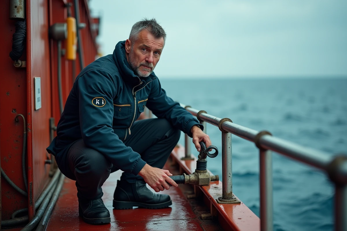 Homme inspectant un équipement de soudure sous-marine