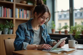 Jeune femme lisant manga dans un appartement parisien