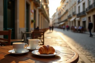 Variétés de café noir portugais dans une tasse élégante