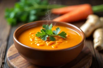 velouté de carottes et gingembre prêt à être servi