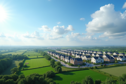 Nouveau quartier en expansion avec maisons en construction